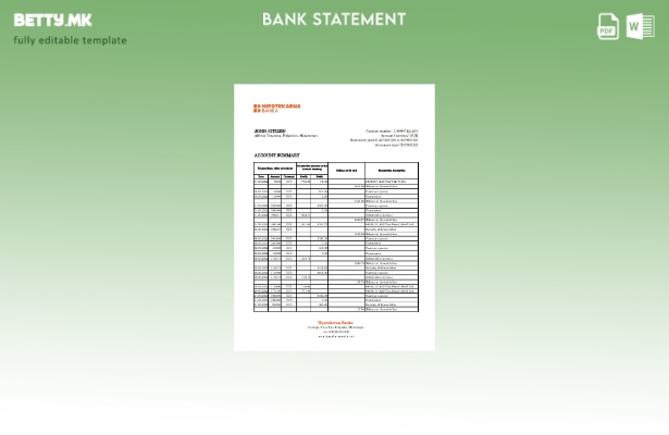 модерен стил Црна Гора Хипотекарна извод од банкарски ексел шаблон